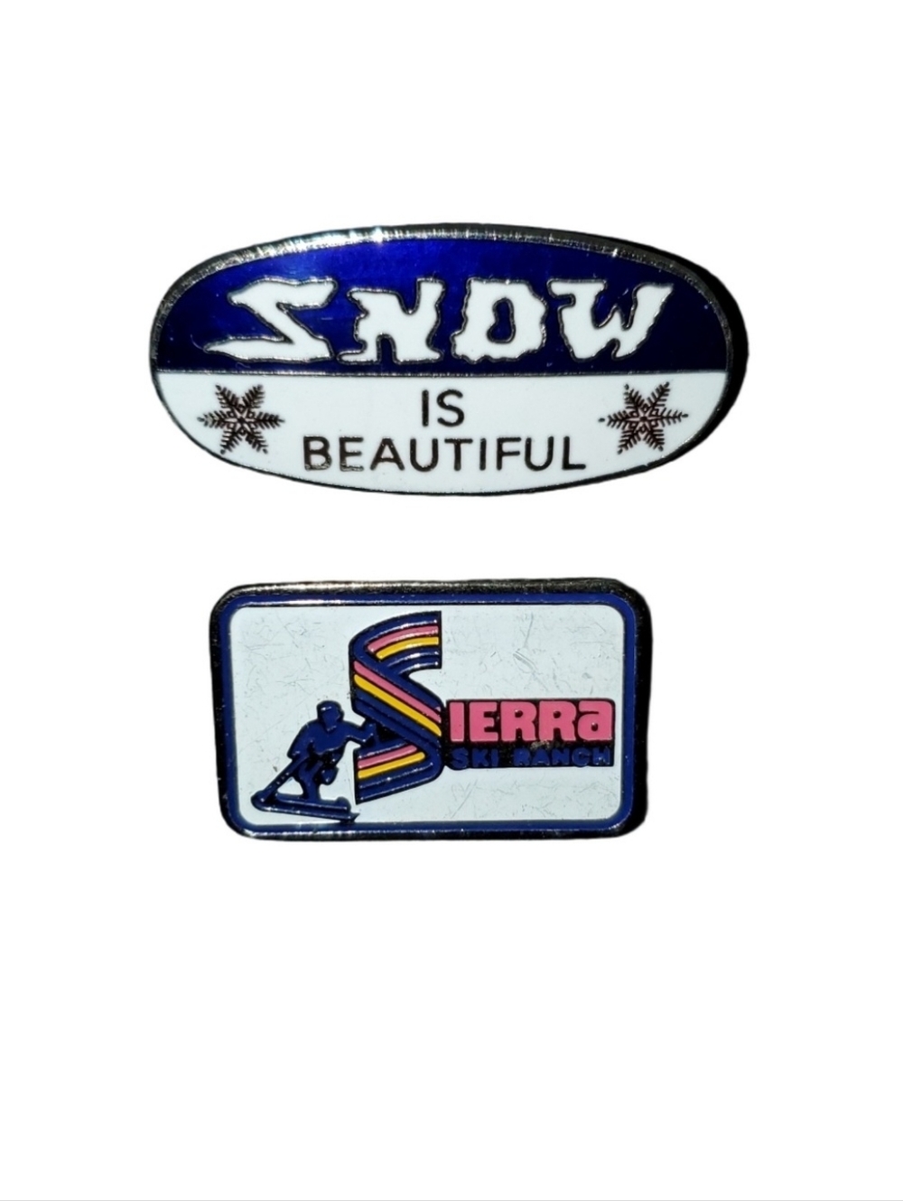 Vintage Winter Themed Ski Snow Enamel Pins (Set of Two)